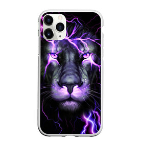 Чехол для iPhone 11 Pro Max матовый с принтом НЕОНОВЫЙ ЛЕВ  NEON LION в Белгороде, Силикон |  | lion | neon | голова | гроза | дикая кошка | животные | кот | кошка | лев | молния | неон | тигр | хищник