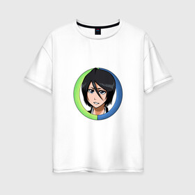 Женская футболка хлопок Oversize с принтом Rukia Kuchiki Bleach в Белгороде, 100% хлопок | свободный крой, круглый ворот, спущенный рукав, длина до линии бедер
 | anime | bleach | hero | ichigo kurosaki | manga | rukia kuchiki | блич | герой | ичиго куросаки | рукия