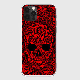 Чехол для iPhone 12 Pro Max с принтом ЦВЕТОЧНЫЙ ЧЕРЕП в Белгороде, Силикон |  | death | flowers | horror | metal | red | rose | roses | skull | арт | зомби | кости | красный | розы | скелет | цветы | череп | черный