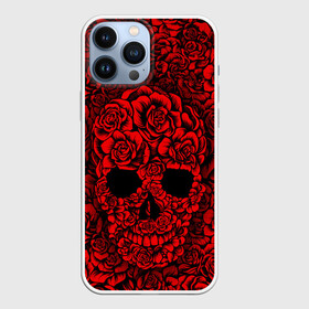 Чехол для iPhone 13 Pro Max с принтом ЦВЕТОЧНЫЙ ЧЕРЕП в Белгороде,  |  | death | flowers | horror | metal | red | rose | roses | skull | арт | зомби | кости | красный | розы | скелет | цветы | череп | черный