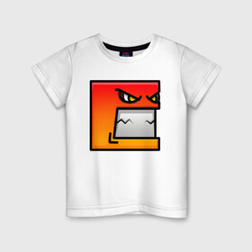 Детская футболка хлопок с принтом Geometry Dash | Red evil (Z) в Белгороде, 100% хлопок | круглый вырез горловины, полуприлегающий силуэт, длина до линии бедер | 2d | arcade | game | geometry dash | meltdown | robtop | аркада | геометрический тире | раннер