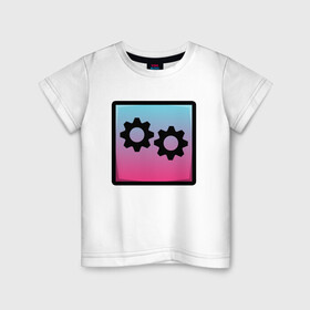 Детская футболка хлопок с принтом Geometry Dash | Gear (Z) в Белгороде, 100% хлопок | круглый вырез горловины, полуприлегающий силуэт, длина до линии бедер | 2d | arcade | game | geometry dash | meltdown | robtop | аркада | геометрический тире | раннер