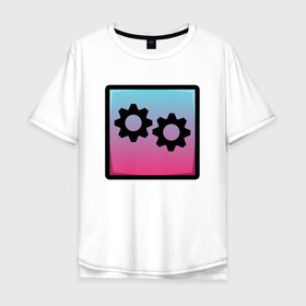 Мужская футболка хлопок Oversize с принтом Geometry Dash | Gear (Z) в Белгороде, 100% хлопок | свободный крой, круглый ворот, “спинка” длиннее передней части | 2d | arcade | game | geometry dash | meltdown | robtop | аркада | геометрический тире | раннер