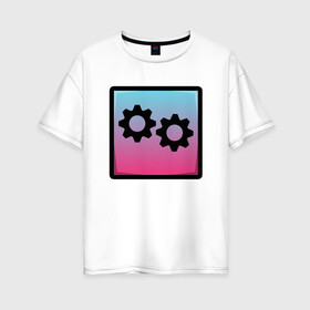 Женская футболка хлопок Oversize с принтом Geometry Dash | Gear (Z) в Белгороде, 100% хлопок | свободный крой, круглый ворот, спущенный рукав, длина до линии бедер
 | 2d | arcade | game | geometry dash | meltdown | robtop | аркада | геометрический тире | раннер