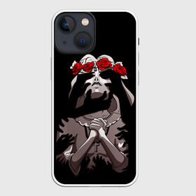 Чехол для iPhone 13 mini с принтом МОЛИТВА И ДЕМОНЫ в Белгороде,  |  | black | demons | evil | girl | hand | rose | девушка | демоны | дьявол | зло | искушение | крест | молитва | розы | руки | святая