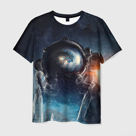 Мужская футболка 3D с принтом Космонавт в Белгороде, 100% полиэфир | прямой крой, круглый вырез горловины, длина до линии бедер | звезды | космонавт | космос | небо | ночь | планеты