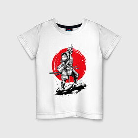 Детская футболка хлопок с принтом Воин-самурай в Белгороде, 100% хлопок | круглый вырез горловины, полуприлегающий силуэт, длина до линии бедер | asia | asian | china | chinese | japan | japanese | japanese art | martial arts | ninja | samurai | sword | warrior | азиатский | азия | боевые искусства | китай | китайский | меч | ниндзя | самурай | япония | японское искусство