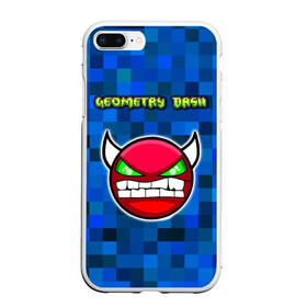 Чехол для iPhone 7Plus/8 Plus матовый с принтом Geometry Dash в Белгороде, Силикон | Область печати: задняя сторона чехла, без боковых панелей | devil | geometry dash | pixel | геометри дэш | геометрический рывок | геометрия даш | демон | игры | логотипы игр | пиксель | смайл | эмоции