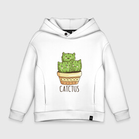 Детское худи Oversize хлопок с принтом Котики Кактусы Catctus в Белгороде, френч-терри — 70% хлопок, 30% полиэстер. Мягкий теплый начес внутри —100% хлопок | боковые карманы, эластичные манжеты и нижняя кромка, капюшон на магнитной кнопке | cactus | cat | cats | cute cactus | english words | kitten | kitty | puss | pussy | pussycat | кактус в горшке | киски | кисы | котёнок | котики | коты в виде кактусов | коты кактусы | котята | котята кактусы | котятки | кошечки | кошка | мил