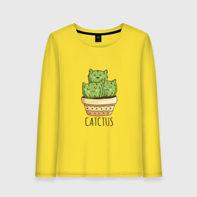 Женский лонгслив хлопок с принтом Котики Кактусы Catctus в Белгороде, 100% хлопок |  | cactus | cat | cats | cute cactus | english words | kitten | kitty | puss | pussy | pussycat | кактус в горшке | киски | кисы | котёнок | котики | коты в виде кактусов | коты кактусы | котята | котята кактусы | котятки | кошечки | кошка | мил