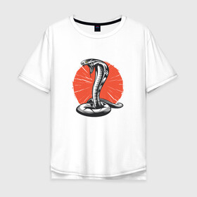 Мужская футболка хлопок Oversize с принтом Японская Кобра | Japan Cobra в Белгороде, 100% хлопок | свободный крой, круглый ворот, “спинка” длиннее передней части | Тематика изображения на принте: art | asp | aspid | cobra kai | japanese | poison | poisoned | red sun | snake | vemonous | venom | viper | арт | вайпер | восходящее солнце | змея | иллюстрация | кобра кай | красное солнце | рисунок кобры | солнце | яд | яд