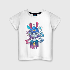 Детская футболка хлопок с принтом Девочка-зайка в Белгороде, 100% хлопок | круглый вырез горловины, полуприлегающий силуэт, длина до линии бедер | арт | графика | заячьи уши | мультяшки | подросток