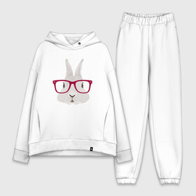 Женский костюм хлопок Oversize с принтом Кролик Хипстер в Белгороде,  |  | животные | заяц | кролик | кролик в очках | хипстер