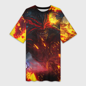 Платье-футболка 3D с принтом Path of Exile | Fire Demon (Z) в Белгороде,  |  | exile | game | path of exile | rpg | берсерк | вождь | дикарь | дуэлянт | игра | покоритель | путь изгнанника | рпг