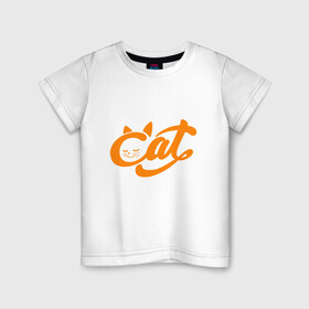Детская футболка хлопок с принтом Кот - Cat в Белгороде, 100% хлопок | круглый вырез горловины, полуприлегающий силуэт, длина до линии бедер | animal | cat | cute | kitty | meow | друг | животные | киска | китти | кот | котенок | котик | котэ | кошечка | кошка | милый | мур | мяу | питомец | тигр
