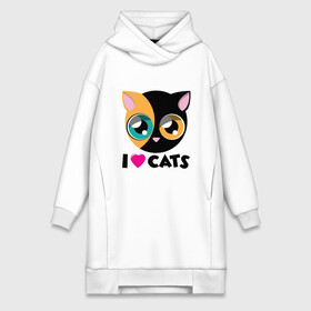 Платье-худи хлопок с принтом I Love Cats в Белгороде,  |  | animal | cat | cute | kitty | love | meow | друг | животные | киска | китти | кот | котенок | котик | котэ | кошечка | кошка | милый | мур | мяу | питомец | тигр