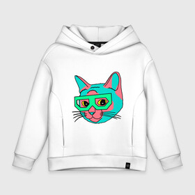 Детское худи Oversize хлопок с принтом Hipster Cat в Белгороде, френч-терри — 70% хлопок, 30% полиэстер. Мягкий теплый начес внутри —100% хлопок | боковые карманы, эластичные манжеты и нижняя кромка, капюшон на магнитной кнопке | animal | cat | cute | kitty | meow | друг | животные | киска | китти | кот | котенок | котик | котэ | кошечка | кошка | милый | мур | мяу | питомец | тигр