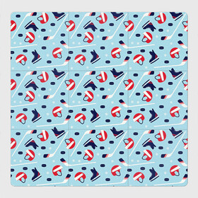 Магнитный плакат 3Х3 с принтом Hockey Pattern в Белгороде, Полимерный материал с магнитным слоем | 9 деталей размером 9*9 см | Тематика изображения на принте: hockey | hockey pattern | nhl | pattern | клюшка | лед | нхл | хоккеист | хоккеисты | хоккей