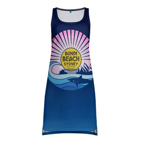 Платье-майка 3D с принтом Bondi Beach Sydney в Белгороде, 100% полиэстер | полуприлегающий силуэт, широкие бретели, круглый вырез горловины, удлиненный подол сзади. | bondi | sydney | акула | восход | закат | море | отдых | пляж | рассвет | сидней | турист