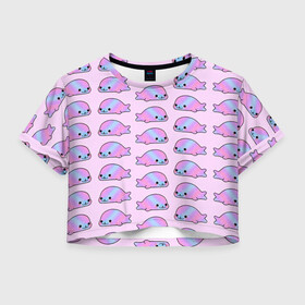Женская футболка Crop-top 3D с принтом Нерпы в Белгороде, 100% полиэстер | круглая горловина, длина футболки до линии талии, рукава с отворотами | Тематика изображения на принте: baikal | irkutsk | байкал | иркутск | нерпа | нерпочки | тюлени | тюлень