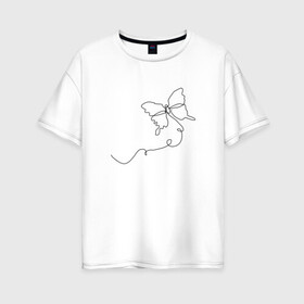 Женская футболка хлопок Oversize с принтом Бабочка в Белгороде, 100% хлопок | свободный крой, круглый ворот, спущенный рукав, длина до линии бедер
 | butterfly | бабочка | слитная бабочка