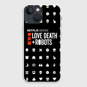 Чехол для iPhone 13 mini с принтом LOVE DEATH + ROBOTS в Белгороде,  |  | love death + robots | love death + robots print | netflix | robots | tv series | лого love death + robots | любовь | надпись love death + robots | принт love death + robots | роботы | сериал