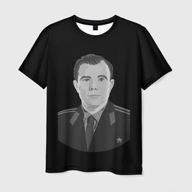 Мужская футболка 3D с принтом Юрий Алексеевич Гагарин в Белгороде, 100% полиэфир | прямой крой, круглый вырез горловины, длина до линии бедер | восток | дизайн логотипа | космический корабль | космодром байконур | космонавт | юрий ночь