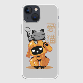 Чехол для iPhone 13 mini с принтом Cat and Robot (ЛСР) в Белгороде,  |  | cat | cats | death | ldr | logo | love | netflix | robots | анимация | кино | кот | котёнок | кошка | лого | лср | любовь | нетфликс | роботы | сериал