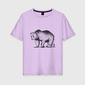 Женская футболка хлопок Oversize с принтом Медведь Гризли | Grizzly Bear в Белгороде, 100% хлопок | свободный крой, круглый ворот, спущенный рукав, длина до линии бедер
 | alaska | american bear | art | bears | canada | illustration | united states | ursus | usa | аляска | американский медведь | арт | бурый медведь | бурый мишка | иллюстрация | канада | косолапый | медвежонок | мишка | потапыч | рисунок