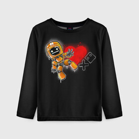 Детский лонгслив 3D с принтом K-VRC | Love Death and Robots в Белгороде, 100% полиэстер | длинные рукава, круглый вырез горловины, полуприлегающий силуэт
 | death | heart | hearts | k vrc | ldr | logo | love | netflix | robots | smile | анимация | кино | лого | лср | любовь | нетфликс | роботы | сердце | сериал | смайл | смайлик