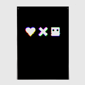 Постер с принтом Love Death and Robots (Glitch) в Белгороде, 100% бумага
 | бумага, плотность 150 мг. Матовая, но за счет высокого коэффициента гладкости имеет небольшой блеск и дает на свету блики, но в отличии от глянцевой бумаги не покрыта лаком | death | glitch | heart | ldr | logo | love | netflix | robots | smile | анимация | глитч | глич | кино | лого | лср | любовь | нетфликс | роботы | сердце | сериал | смайл | смайлик