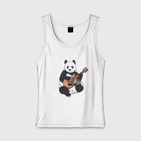 Женская майка хлопок с принтом Панда гитарист | Panda Guitar в Белгороде, 95% хлопок, 5% эластан |  | acoustic | bear | bears | china | chineese panda | guitarist | music | акустическая гитара | гитара | китай | китайская панда | косолапый | медведь | медвежонок | милая панда | мишка | музыка | музыкант | пандочка | пандочки