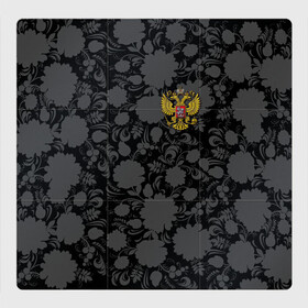 Магнитный плакат 3Х3 с принтом Герб России Хохлома в Белгороде, Полимерный материал с магнитным слоем | 9 деталей размером 9*9 см | country | eagle | russia | герб | двуглавый | орел | россия | страна | флаг | хохлома