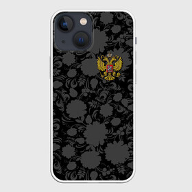 Чехол для iPhone 13 mini с принтом Герб России Хохлома в Белгороде,  |  | country | eagle | russia | герб | двуглавый | орел | россия | страна | флаг | хохлома