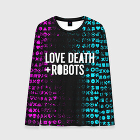 Мужской лонгслив 3D с принтом ЛЮБОВЬ СМЕРТЬ И РОБОТЫ в Белгороде, 100% полиэстер | длинные рукава, круглый вырез горловины, полуприлегающий силуэт | death | hear | ldr | logo | love | netflix | robots | smile | анимация | кино | лого | лср | любовь | нетфликс | роботы | сердце | сериал | смайл | смайлик