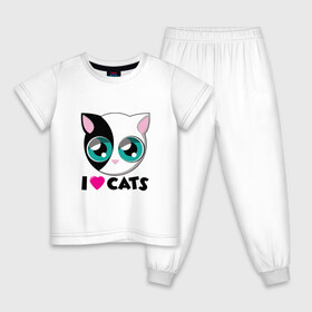 Детская пижама хлопок с принтом I Love Cats в Белгороде, 100% хлопок |  брюки и футболка прямого кроя, без карманов, на брюках мягкая резинка на поясе и по низу штанин
 | animal | cat | cute | kitty | love | meow | друг | животные | киска | китти | кот | котенок | котик | котэ | кошечка | кошка | люблю | любовь | милый | мур | мяу | питомец | тигр