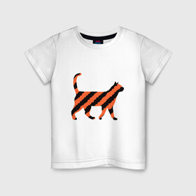 Детская футболка хлопок с принтом Black-Orange Cat в Белгороде, 100% хлопок | круглый вырез горловины, полуприлегающий силуэт, длина до линии бедер | animal | cat | cute | kitty | meow | друг | животные | киска | китти | кот | котенок | котик | котэ | кошечка | кошка | милый | мур | мяу | питомец | тигр