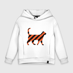 Детское худи Oversize хлопок с принтом Black-Orange Cat в Белгороде, френч-терри — 70% хлопок, 30% полиэстер. Мягкий теплый начес внутри —100% хлопок | боковые карманы, эластичные манжеты и нижняя кромка, капюшон на магнитной кнопке | Тематика изображения на принте: animal | cat | cute | kitty | meow | друг | животные | киска | китти | кот | котенок | котик | котэ | кошечка | кошка | милый | мур | мяу | питомец | тигр