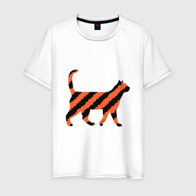 Мужская футболка хлопок с принтом Black-Orange Cat в Белгороде, 100% хлопок | прямой крой, круглый вырез горловины, длина до линии бедер, слегка спущенное плечо. | animal | cat | cute | kitty | meow | друг | животные | киска | китти | кот | котенок | котик | котэ | кошечка | кошка | милый | мур | мяу | питомец | тигр