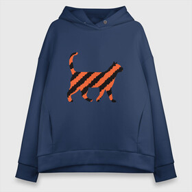 Женское худи Oversize хлопок с принтом Black-Orange Cat в Белгороде, френч-терри — 70% хлопок, 30% полиэстер. Мягкий теплый начес внутри —100% хлопок | боковые карманы, эластичные манжеты и нижняя кромка, капюшон на магнитной кнопке | Тематика изображения на принте: animal | cat | cute | kitty | meow | друг | животные | киска | китти | кот | котенок | котик | котэ | кошечка | кошка | милый | мур | мяу | питомец | тигр