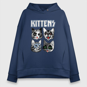 Женское худи Oversize хлопок с принтом Kittens в Белгороде, френч-терри — 70% хлопок, 30% полиэстер. Мягкий теплый начес внутри —100% хлопок | боковые карманы, эластичные манжеты и нижняя кромка, капюшон на магнитной кнопке | animal | cat | cute | kiss | kitty | meow | rock | гитара | друг | животные | киска | кисс | китти | кот | котенок | котик | котэ | кошечка | кошка | метал | милый | музыка | мур | мяу | питомец | рок | тигр