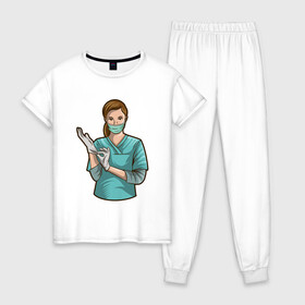 Женская пижама хлопок с принтом Медсестра | Nurse (Z) в Белгороде, 100% хлопок | брюки и футболка прямого кроя, без карманов, на брюках мягкая резинка на поясе и по низу штанин | health worker | hospital attendant | medic | nurse | nursing | бикса | врач | доктор | медицина | медицинская сестра | медицинский персонал | медичка | медработник | медсестра | палатная | санитарка | фельдшер