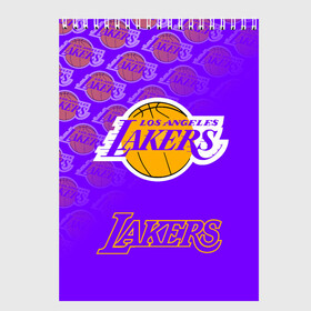 Скетчбук (блокнот) с принтом LOS ANGELES LAKERS / ЛЕЙКЕРС в Белгороде, 100% бумага
 | 48 листов, плотность листов — 100 г/м2, плотность картонной обложки — 250 г/м2. Листы скреплены сверху удобной пружинной спиралью | Тематика изображения на принте: 24 lakers | kobe bryant | lakers | los angeles lakers | баскетбол. | коби брайант | лос анджелес лейкерс | лосанджелес лейкерс