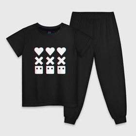 Детская пижама хлопок с принтом Love, Death and Robots | Лого Глитч (Z) в Белгороде, 100% хлопок |  брюки и футболка прямого кроя, без карманов, на брюках мягкая резинка на поясе и по низу штанин
 | death | glitch | logo | love | love death robots | netflix | robots | vedeathrobots | xbot 4000 | глитч | лого | любовь | нетфликс | роботы | сериал | сериалы