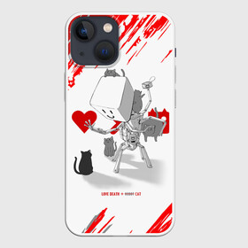 Чехол для iPhone 13 mini с принтом Love, Death and Cats | Любов, смерть и котики (Z) в Белгороде,  |  | death | love | love death robots | netflix | robots | vedeathrobots | xbot 4000 | любовь | нетфликс | роботы | сериал | сериалы