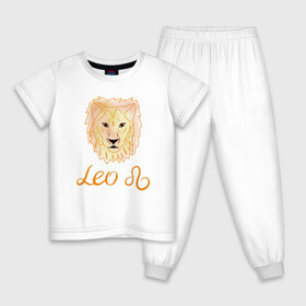 Детская пижама хлопок с принтом Лев знак зодиака голова льва в Белгороде, 100% хлопок |  брюки и футболка прямого кроя, без карманов, на брюках мягкая резинка на поясе и по низу штанин
 | акварель | голова льва | желтый | знак зодиака | лев | оранжевый