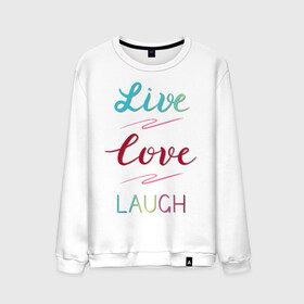 Мужской свитшот хлопок с принтом Live love laugh Живи люби в Белгороде, 100% хлопок |  | laugh | live | love | живи | зеленый | красный | леттеринг | люби | розовый | смейся