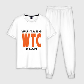Мужская пижама хлопок с принтом Wu-Tang (WTC) в Белгороде, 100% хлопок | брюки и футболка прямого кроя, без карманов, на брюках мягкая резинка на поясе и по низу штанин
 | Тематика изображения на принте: black | hiphop | method man | music | new york | nyc | odb | old school | rap | rza | wu tang clan | wutang | ву тэнг | граффити | микрофон | музыка | нью йорк | рэп | рэпер | хипхоп