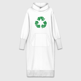 Платье удлиненное хлопок с принтом значок переработки экология в Белгороде,  |  | Тематика изображения на принте: зеленые стрелочки | знак | значок переработки | ответсвенность | сортировка мусора | треугольник | экоактивист | экология