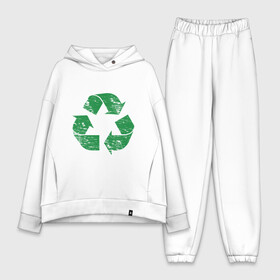 Женский костюм хлопок Oversize с принтом значок переработки экология в Белгороде,  |  | зеленые стрелочки | знак | значок переработки | ответсвенность | сортировка мусора | треугольник | экоактивист | экология